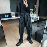 QDBAR Retro Striped High-waist Casual Pants