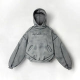 QDBAR 90s Streetwear New Winter Gothic Wasteland Style Washed Old Faded Three Dimensional Lines Hooded Sweatshirt Texture Simple Loose Couple Hoodies