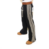 QDBAR American double-ended casual pants hip-hop straight pants for men and women Y2k high street Harajuku retro striped printed pants