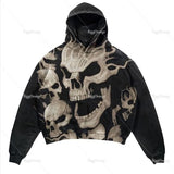 QDBAR Harajuku American Goth Hoodies Women Y2K New Goth Skull Printing Streetwear Hip Hop Couples Sweatshirt Clothes - High Quality