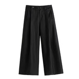 QDBAR Spring Autumn Long Loose Casual Baggy Flowy Soft Black Pleated Wide Leg Pants Men Luxury Designer Emo Clothing 2025