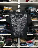 QDBAR New Harajuku Round Neck Short Sleeve Oversized Hip Hop Skull Graphic T Shirts Streetwear T-Shirt Y2k Tops Pain Gothic Clothing