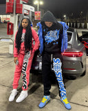 QDBAR Harajuku High Street Pattern Sweatpants Y2k Fashionstyle Couple Streetwear High Waist Wide Trouser Men Tracksuit Black Pants