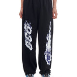 QDBAR Harajuku 939 Flame Printed Sports Pants Women's New Loose Hip Hop Pants Casual Street Dance Jazz Guard Pants sweatpants women