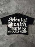 QDBAR Harajuku Mental Health Matters Graphic t shirts Oversized Y2k Tops High Street Goth T shirt Pro Choice Sweatshirt Men Clothing