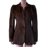 QDBAR Autumn Winter Short Brown Warm Soft Fitted Faux Mink Fur Blazer Women Elegant Luxury Chic Skirted Fluffy Jacket Coat