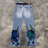 QDBAR Hip Hop Big Head print Graphic Baggy Jeans Harajuku Denim Y2k Pants Men Women Goth New High Waist Wide Trousers wide leg jeans