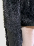 QDBAR Autumn Winter Short Black Thickened Warm Hairy Shaggy Pu leather Patchwork Faux Fox Fur Coat Women Fluffy Jacket