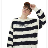 QDBAR 2024 Fall Fashion Chunky Striped Sweater Knit Top