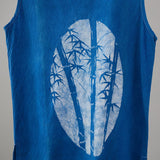 QDBAR Blue Bamboo Cotton Linen Print Tank Top