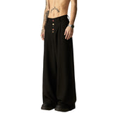 QDBAR Spring Autumn Long Loose Casual Black Baggy Wide Leg Pants Men with Colorful Buttons Luxury Designer Emo Clothing