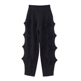 QDBAR Dark Pleats Casual Harem Pants