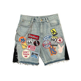 QDBAR Y2K New Jean Shorts Men Women Harajuku Sexy Slim Shorts Gothic Pockets Embroidered Denim Shorts Fashion Dark Blue Short Pants