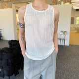 QDBAR Thin Sheer Crew Neck Tank Top