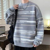 QDBAR Sweater men's autumn and winter new thickened warm striped bottoming sweater trendy brand lazy wind sweater jacket men clothing