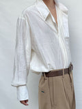 QDBAR Vintage Pleated Long-sleeved Shirt