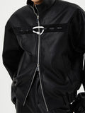 QDBAR Spring Autumn Short Black Oversized Shiny Reflective Patent Leather Jacket Men Zip Up Designer Y2K Clothes Fashion