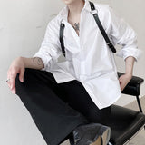 QDBAR White Shirt With Leather Straps