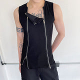 QDBAR Slim Fit Deconstructed Zip Panel Tank Top