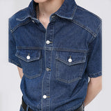 QDBAR Summer Short Sleeve Denim Jumpsuit