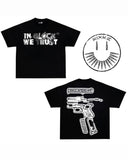 QDBAR High Quality Oversized Short Sleeves Handgun Graphic T Shirts Clothes Streetwear Scuffers Casual Harajuku Y2k Tops Men Clothing