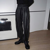 QDBAR Retro Striped High-waist Casual Pants