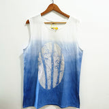 QDBAR Blue Bamboo Cotton Linen Print Tank Top