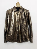 QDBAR Spring Autumn Cool Sexy Fitted Shiny Stretchy Colorful Snake Print Faux Leather Shirt Jacket Men Emo Clothes 2025