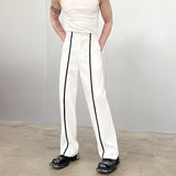 QDBAR Black White Webbing Contrast Pants