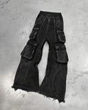 QDBAR 90s Streetwear Black Ripped Y2k Baggy Jeans Harajuku Hip Hop High Waist Denim Pants 2024 New Gothic Retro Jeans for Men Wide Leg Streetwear