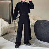 QDBAR Retro Round Neck Cardigan Trousers Detachable Skirt Three-piece Set