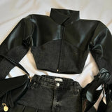 QDBAR Y2K Two Piece Sets Womens Outfits Harajuku Lapel Zipper Jacket Gothic Sexy Pleated Skirt Fashion Black Brown Splicing Skirt Suit