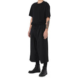 QDBAR Black Elastic Waist Wide-leg Pants