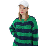 QDBAR 2024 Fall Fashion Chunky Striped Sweater Knit Top