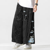 QDBAR Cotton and Linen Loose Embroidered Wide-leg Pants