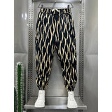 QDBAR Striped Printed Cropped Harem Pants