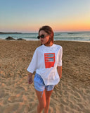 QDBAR Oversized fashionable letter Graphic T Shirts Casual Y2k Tops Couple Streetwear Gothic Harajuku Clothes Goth Women Clothing