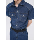 QDBAR Summer Short Sleeve Denim Jumpsuit