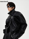 QDBAR Spring Autumn Short Black Oversized Shiny Reflective Patent Leather Jacket Men Zip Up Designer Y2K Clothes Fashion