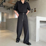 QDBAR Zip Casual Straight-leg Pants