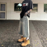 QDBAR 90s Streetwear American Street Casual Style Retro Harajuku Nostalgic Light Colored Wide Leg Washed Summer Versatile Super Loose Trendy Jeans