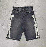 QDBAR 2025 Summer Denim Shorts Hip Hop Y2K Men Women Goth Letter Print Retro Blue Denim Shorts Street Wear