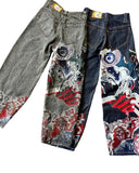 QDBAR 90s Streetwear New Jeans Hip Hop Retro Pattern Embroidery Punk Personality Loose Jeans Trouser Y2K Men Women Gothic High Waisted Wide Leg Pants