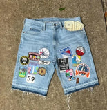 QDBAR 2000s American Street Embroidery High Waist Washed Oversized Denim Shorts Harajuku Retro Trendy Brand Jeans Men Goth Punk Shorts