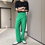 QDBAR Irregular Belt Embellished Slacks