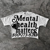 QDBAR Harajuku Mental Health Matters Graphic t shirts Oversized Y2k Tops High Street Goth T shirt Pro Choice Sweatshirt Men Clothing