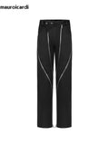 QDBAR Spring Autumn Cool Black Pencil Pants Men with Many Zippers Luxury Designer Clothing Trousers White Runway Fashion