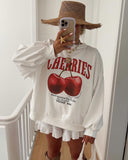 QDBAR Harajuku popular cherry print long sleeves graphic t shirts oversize streetwear goth sweatshirt y2k top grunge men women clothes