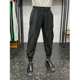 QDBAR Autumn and Winter Striped Pleated Casual Pants