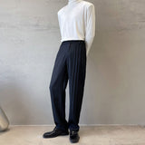 QDBAR Wrinkled Casual Elastic Waist Trousers